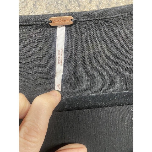 Free People Womens Boho Black Floral Embroidered Long Sleeve Mini Dress Size XS - Picture 4 of 7